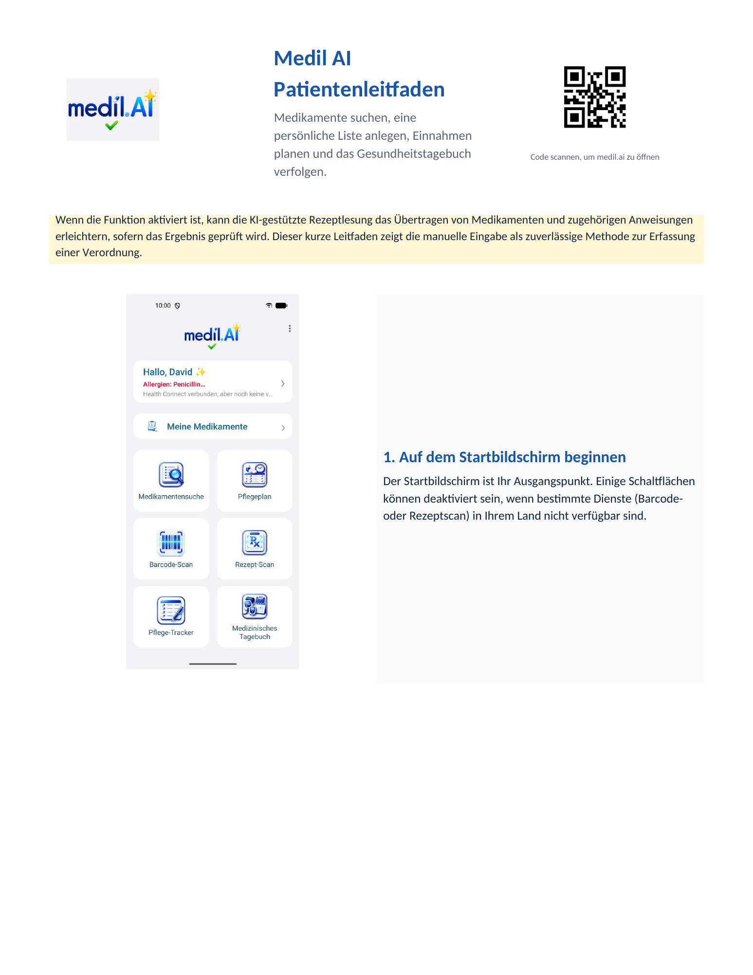Medil AI Patientenleitfaden, page 1 of 5
