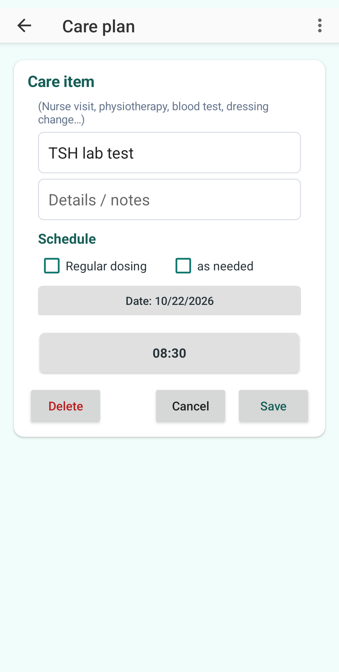 One-time TSH test on Android